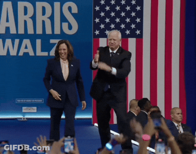Harris Walz Walk Through Clapping Crowd GIF