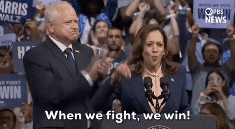 Harris Walz We Fight We Win GIF