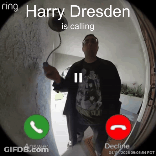 Harry Dresden Is Calling With A Green Answer Button And A Red Decline Button GIF