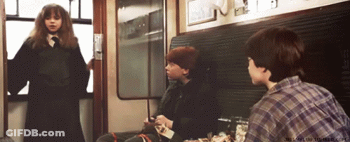 Harry Potter And Hermione Granger Are On A Train Talking GIF