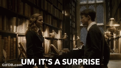 Harry Potter And Hermione Granger Saying It's A Surprise GIF