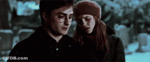 Harry Potter And Hermione Granger Standing In Cemetery GIF