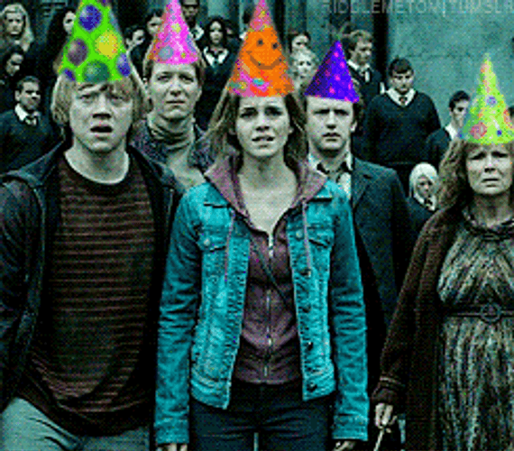 Harry Potter Birthday Everyone Wears Party Hats GIF