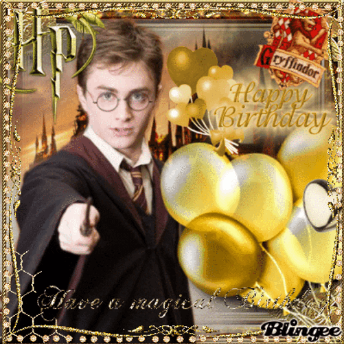 Harry Potter Happy Birthday Magical Golden Poster GIF