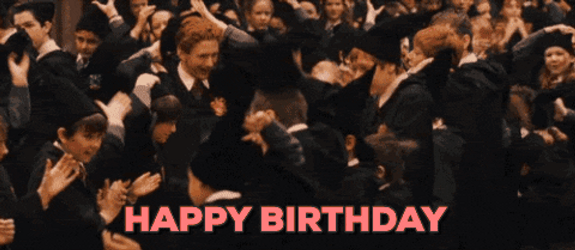 Harry Potter Happy Birthday Throwing Hats GIF