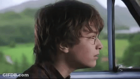 Harry Potter Is Looking Out Of A Car Window . GIF