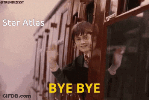 Harry Potter Is Waving From The Window Of A Train With The Words Bye Bye On The Bottom GIF