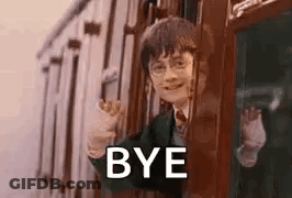 Harry Potter Is Waving Out Of A Train Window And Saying `` Bye '' . GIF