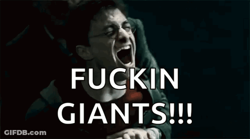 Harry Potter Screaming Held By Man Saying Fuckin Giants GIF