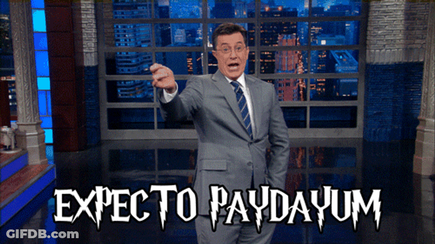 Harry Potter Spell Pay Me Stephen Colbert GIF