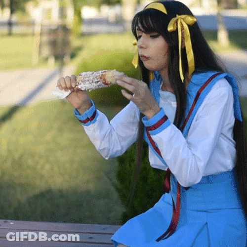 Haruhi Fujioka Cosplayer Eating Corn GIF