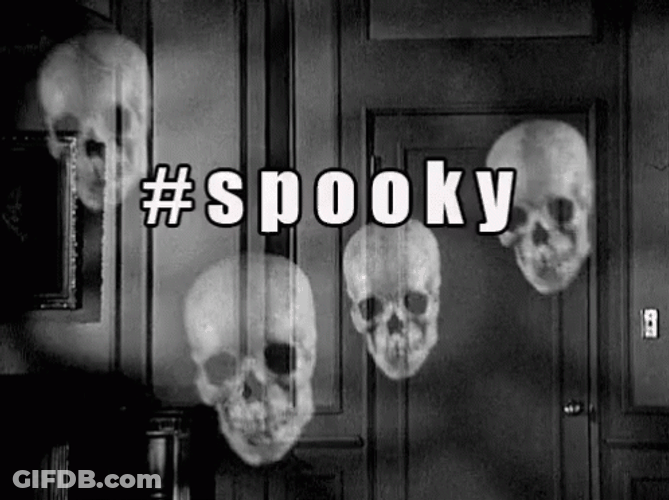 Hashtag Spooky Floating Skulls GIF
