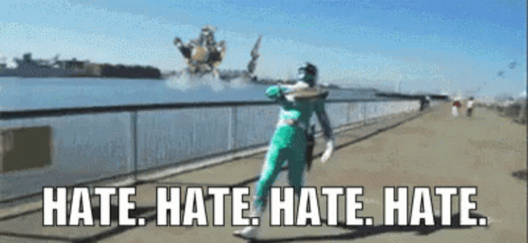 Hate Hate Hate Man In Power Ranger Costume GIF