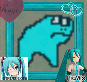 Hatsune Miku And Frog Hugging GIF