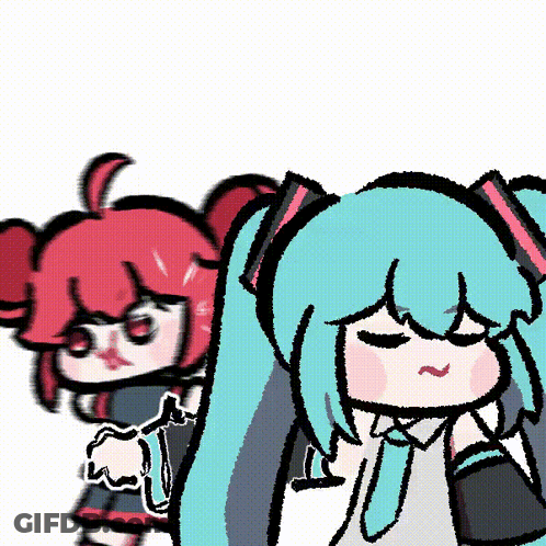 Hatsune Miku And Red Haired Girl GIF