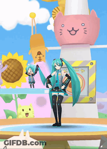 Hatsune Miku Dancing In Video Game GIF