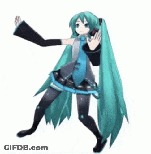 Hatsune Miku Dancing In Video Game With Long Green Hair GIF