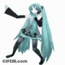 Hatsune Miku Dancing With Blue Hair GIF
