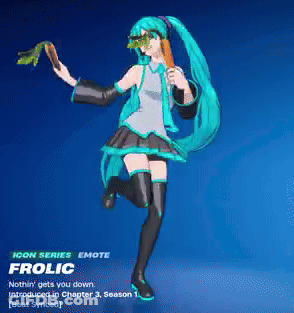 Hatsune Miku From Fortnite Holding Carrot GIF