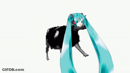 Hatsune Miku Next To Cow GIF