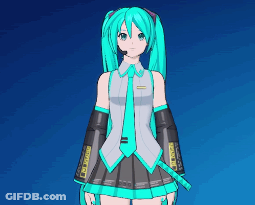 Hatsune Miku Stands In Front Of A Blue Sky GIF