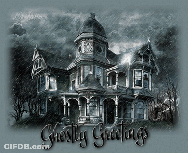 Haunted House Ghostly Greetings GIF