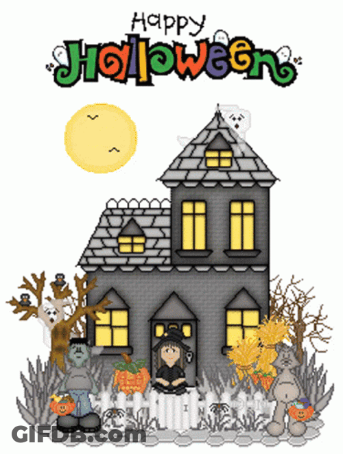 Haunted House Happy Halloween GIF