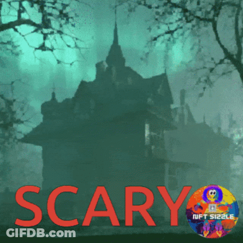 Haunted House Saying Scary In Red GIF