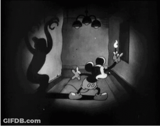 Haunted House Scared Micky Mouse GIF