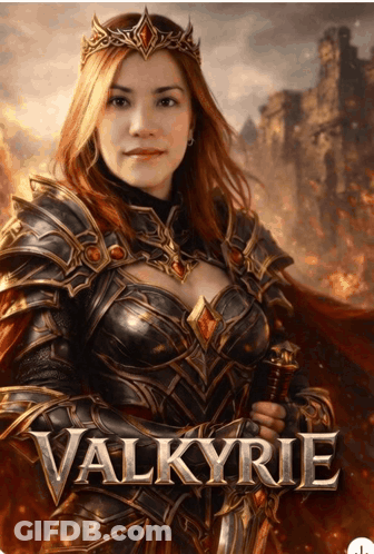 Haunted Valkyrie Woman Riding Horse GIF