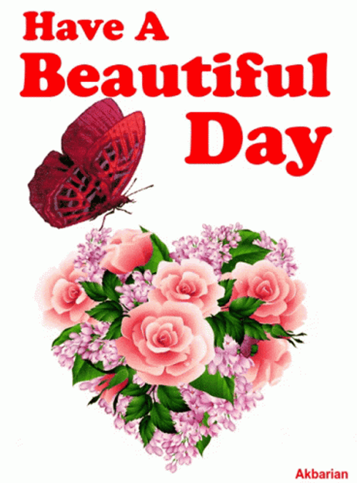 Have A Beautiful Day Animated Heart Bouquet GIF
