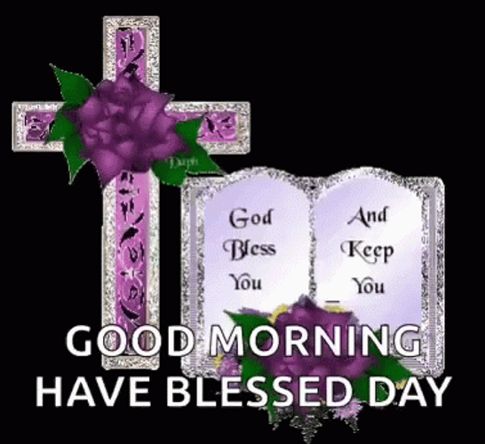 Have A Blessed Wednesday Glittering Bible And Cross GIF