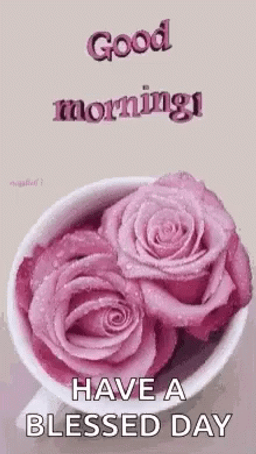 Have A Good Morning Blessing In Cup Of Flower GIF