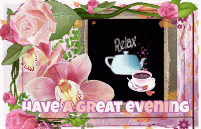 Have A Great Evening Pink Flowers GIF