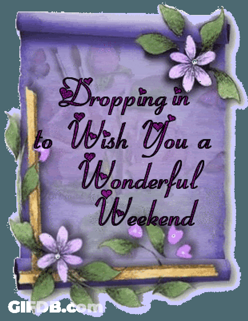 Have A Great Saturday Purple Scroll With Flowers GIF