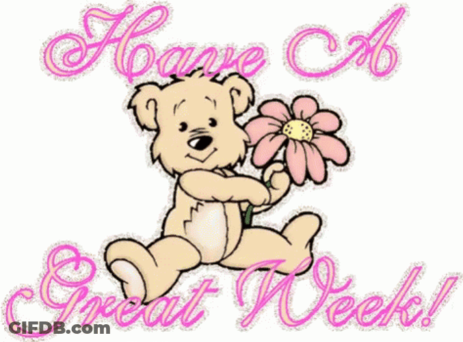 Have A Great Week Pink Glitter Bear GIF