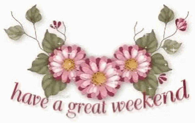 Have A Great Weekend Pink Flowers GIF