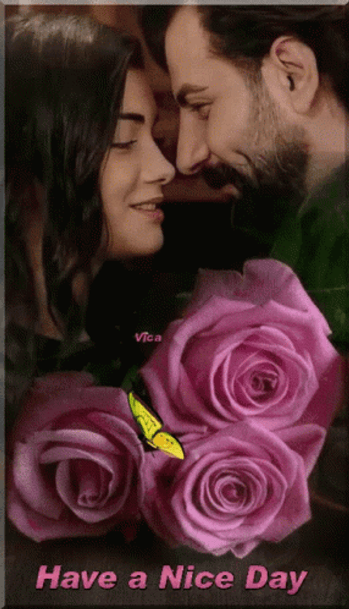 Have A Nice Day Couple Love Flowers GIF