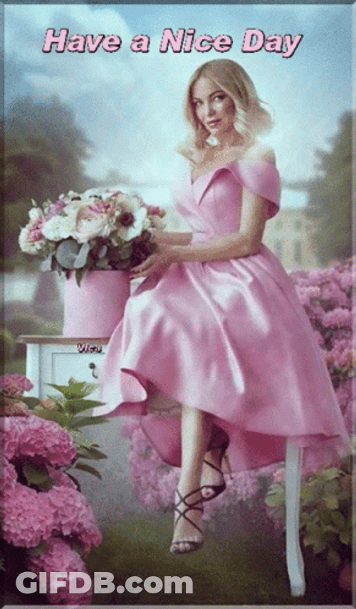 Have A Nice Day Garden Flowers Pink Dress Gardener GIF