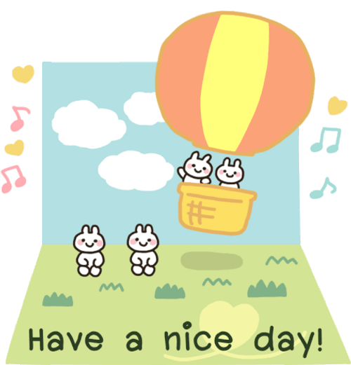 Have A Nice Day Rabbits Bunnies Air Balloon GIF