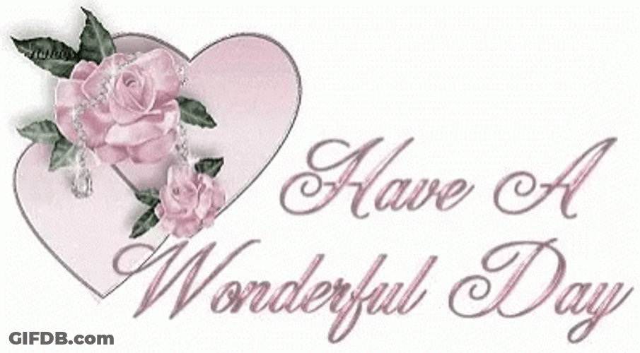 Have A Wonderful Day Pink Roses Glitters GIF