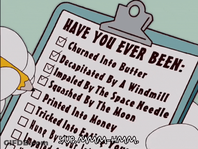 Have You Ever Been Checklist GIF