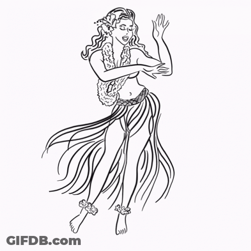 Hawaiian Dancer Black And White GIF