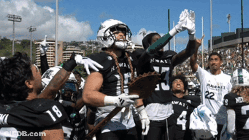 Hawaiian Football Players Celebrating GIF