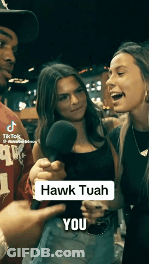 Hawk Tuah Hilarious Girl Spitting Internet Meme GIF