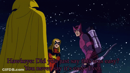Hawkeye And Captain Marvel Talking GIF