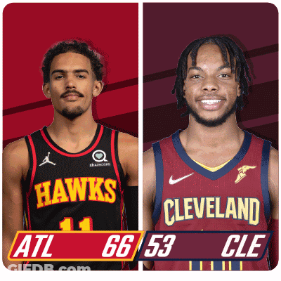 Hawks And Cleveland Basketball Players Standing Together GIF