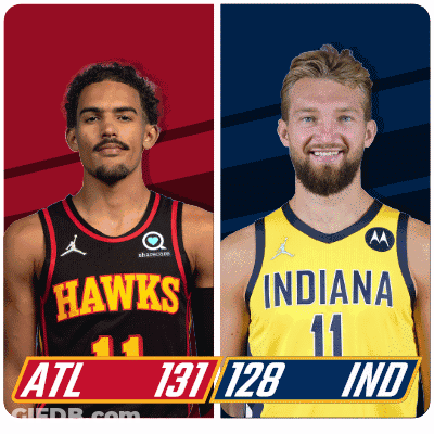 Hawks And Indiana Basketball Players Standing Together GIF