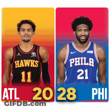 Hawks And Philadelphia Basketball Players Standing GIF