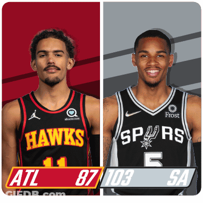 Hawks And Spurs Basketball Players Standing Together GIF